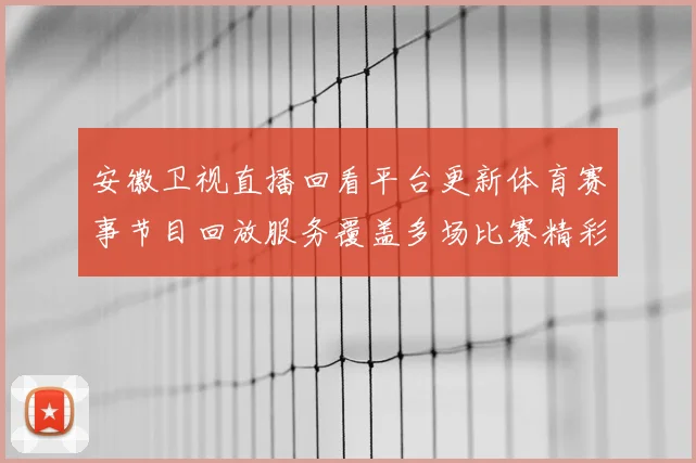 安徽卫视直播回看平台更新体育赛事节目回放服务覆盖多场比赛精彩集锦